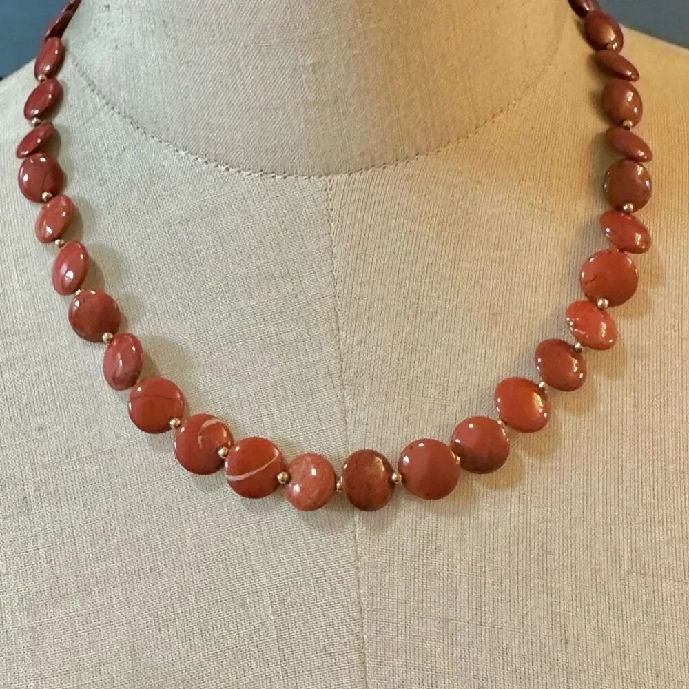 red jasper multi disc necklace